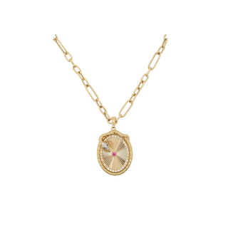 Rubie Medallion Necklace in 18K Gold - Oval
