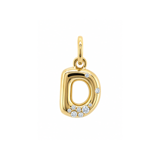 Mini Bubble Letter Charm in 18K Gold