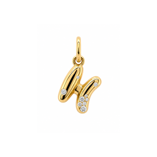 Mini Bubble Letter Charm in 18K Gold