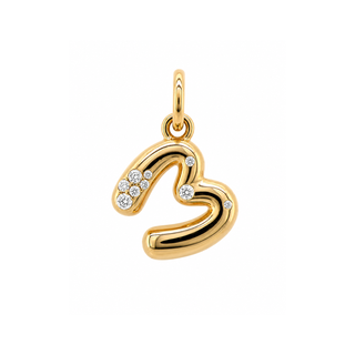 Mini Bubble Letter Charm in 18K Gold