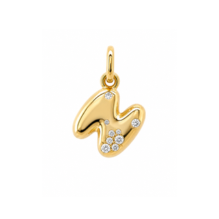 Mini Bubble Letter Charm in 18K Gold