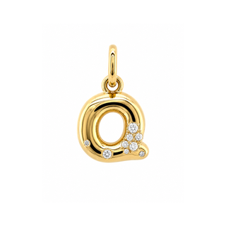 Mini Bubble Letter Charm in 18K Gold