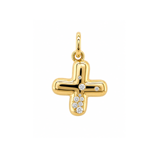 Mini Bubble Letter Charm in 18K Gold