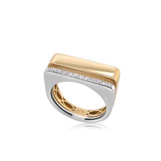 Two-Tone Edge Ring in 18K Gold