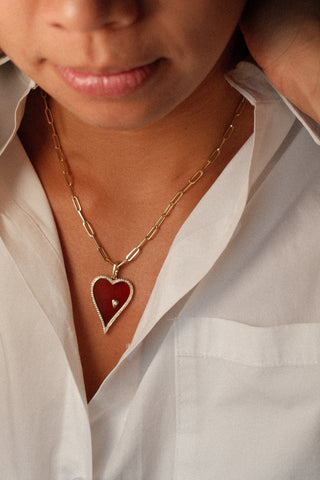 Love Struck Necklace in Red Agate