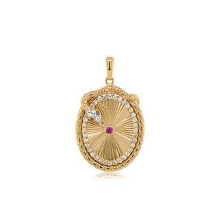 Rubie Medallion Necklace in 18K Gold - Oval