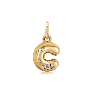 Mini Bubble Letter Charm in 18K Gold
