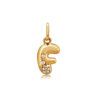 Mini Bubble Letter Charm in 18K Gold
