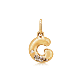 Mini Bubble Letter Charm in 18K Gold