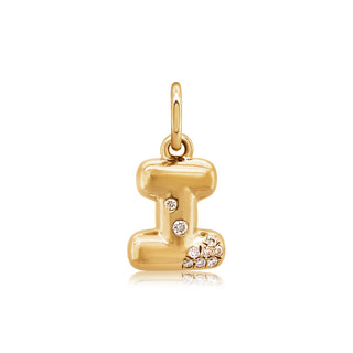 Mini Bubble Letter Charm in 18K Gold