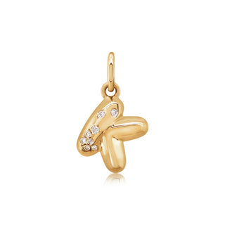 Mini Bubble Letter Charm in 18K Gold
