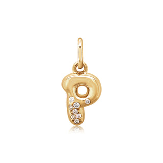 Mini Bubble Letter Charm in 18K Gold