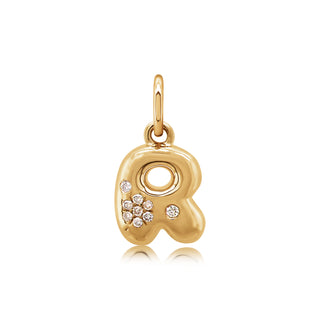 Mini Bubble Letter Charm in 18K Gold