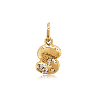 Mini Bubble Letter Charm in 18K Gold