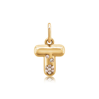 Mini Bubble Letter Charm in 18K Gold
