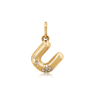 Mini Bubble Letter Charm in 18K Gold