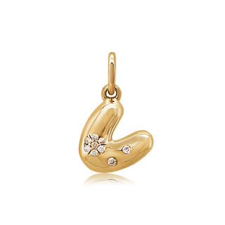 Mini Bubble Letter Charm in 18K Gold