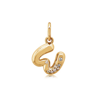 Mini Bubble Letter Charm in 18K Gold