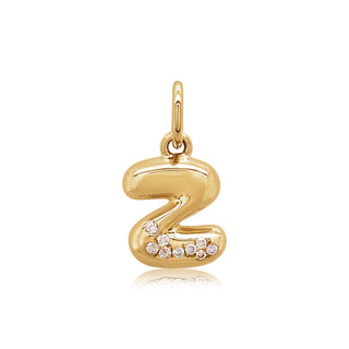 Mini Bubble Letter Charm in 18K Gold