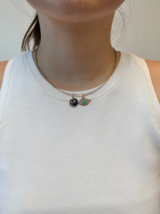 Lapis Sun & Moon Charm in 18K Gold