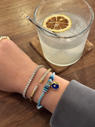 Lapis Sun & Moon Charm in 18K Gold