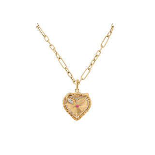 Rubie Medallion Necklace in 18K Gold - Heart