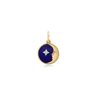 Lapis Sun & Moon Charm in 18K Gold
