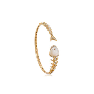 Fishbone Bangle in 18K Gold
