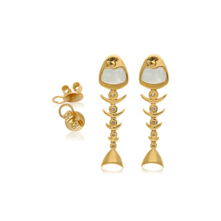Fishbone Earrings in 18K Gold